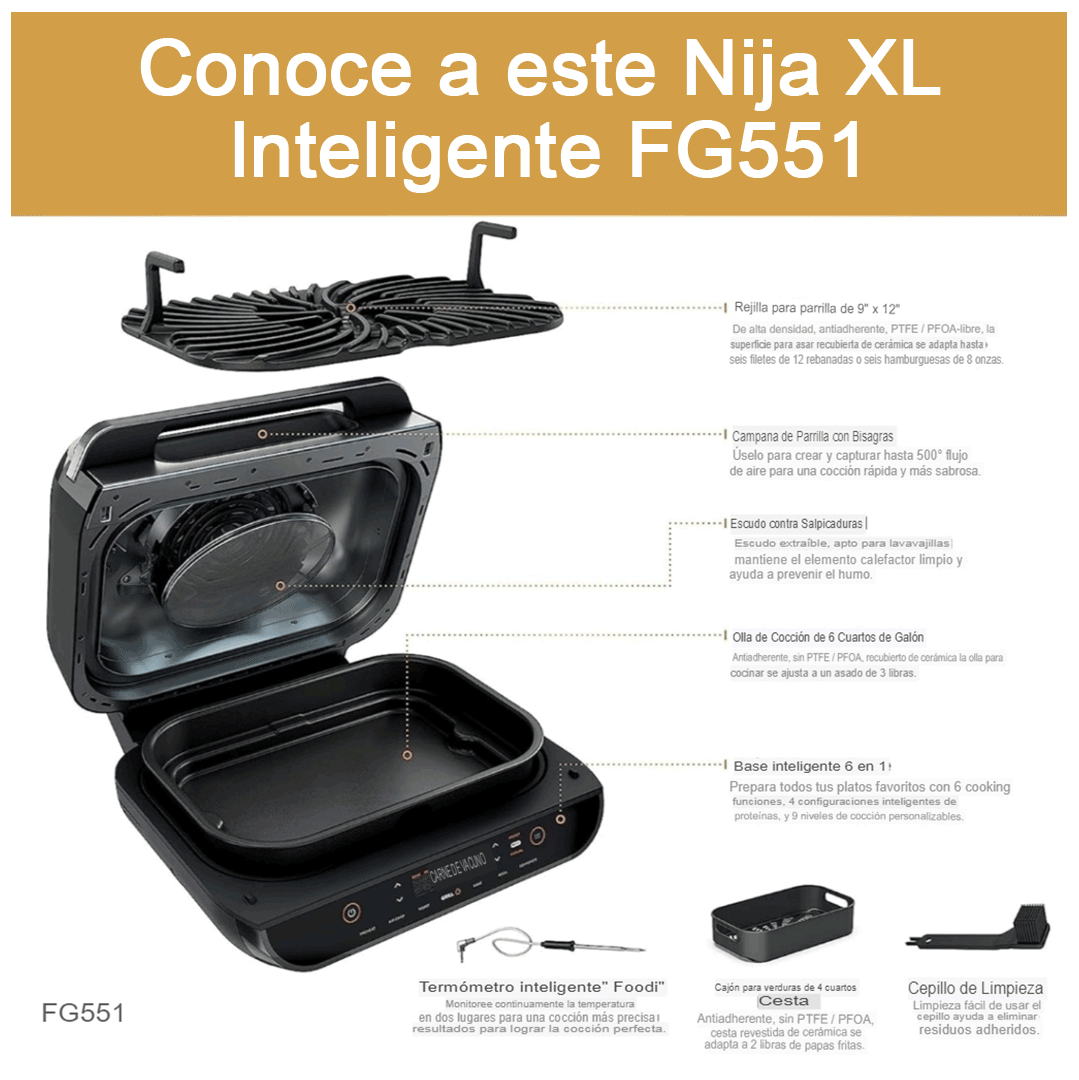 Ninja® /  FAG551 PARRILA FREIDOR XL 6-IN-1