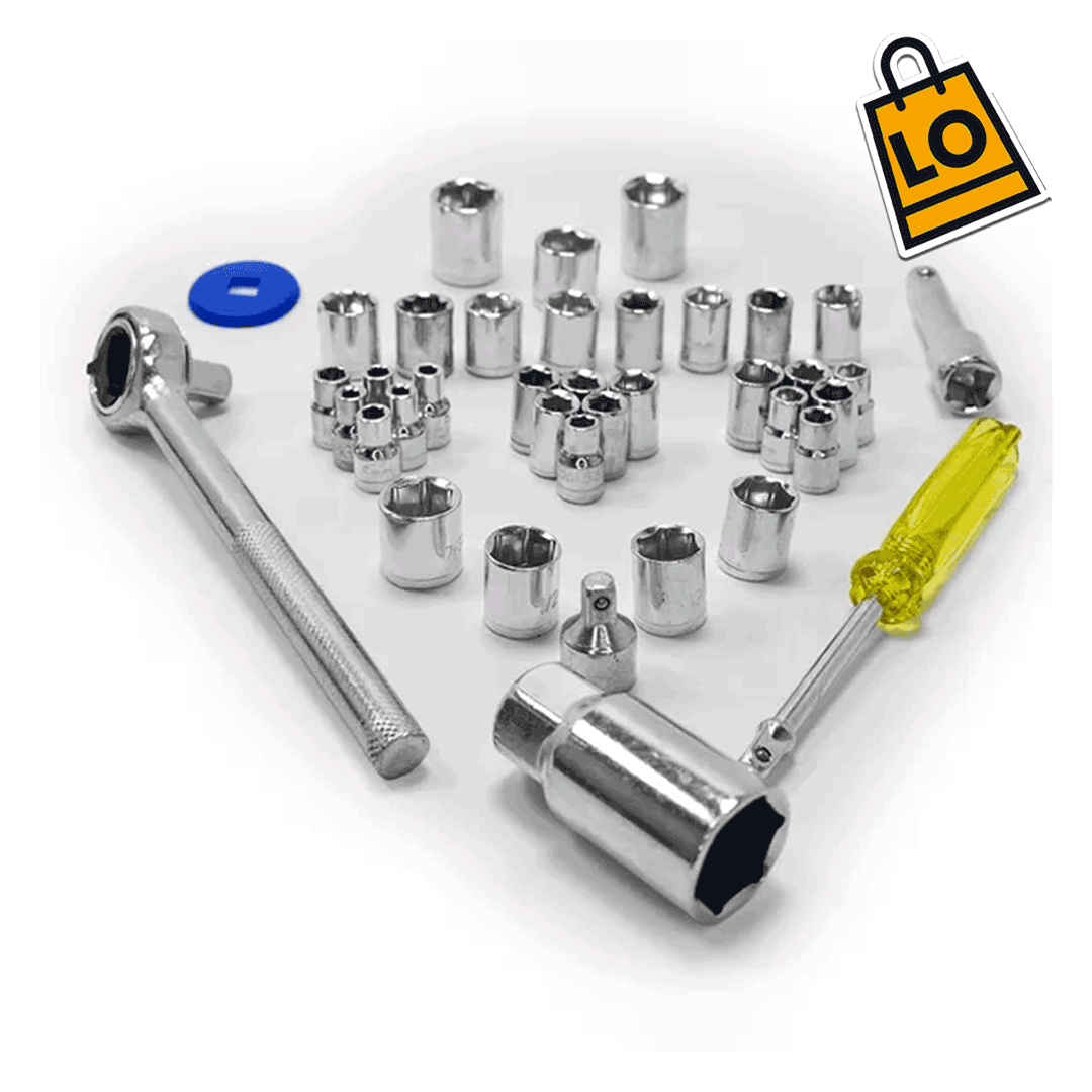 Todotool® Juego De Copas 40 piezas Combinadas + Ratchet + Extensor de 1/4" y 3/8"