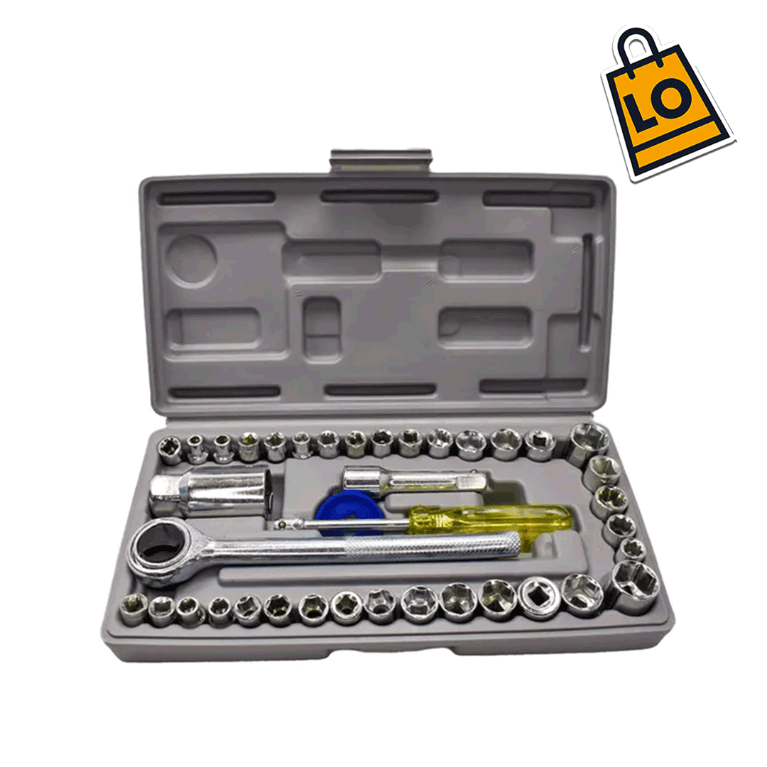 Todotool® Juego De Copas 40 piezas Combinadas + Ratchet + Extensor de 1/4" y 3/8"