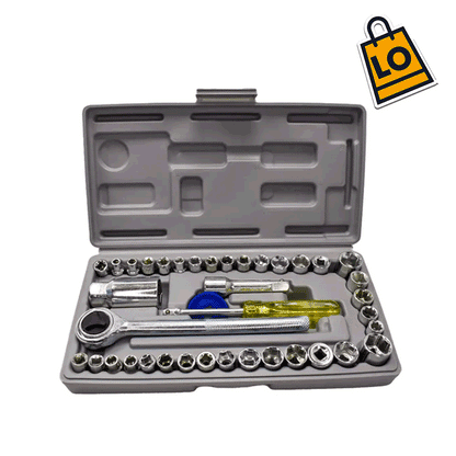 Todotool® Juego De Copas 40 piezas Combinadas + Ratchet + Extensor de 1/4" y 3/8"